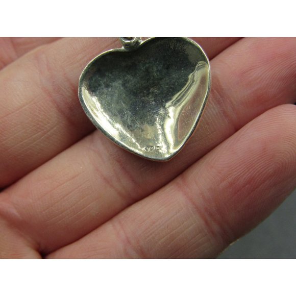 24" Sterling Silver Heart Love Marcasite Pendant Necklace Vintage Minimalist - Picture 3 of 6